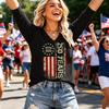 Womens Spring Tops 250 Years 1776 2026 V Neck Summer Shirts for Women Casual 3/4 Sleeve Tshirts Shirts for Women