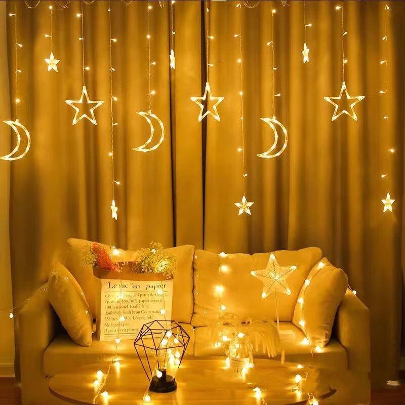 Christmas Star Moon Curtain String Lights