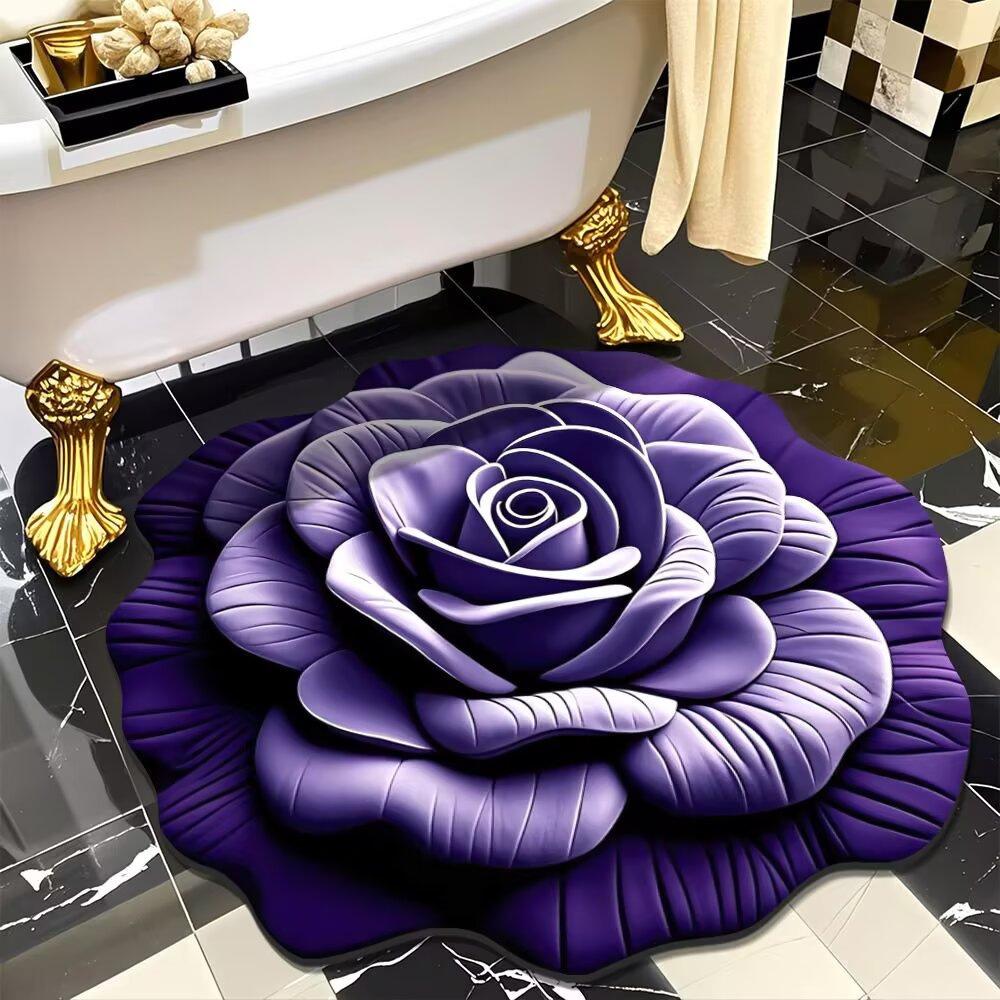 3D Floral Floor Mats Bathroom Non Slip Floor Mats Living Room and Bedroom Dirt Resistant Carpets