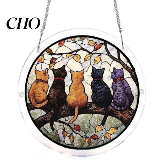 Puzzle For Adults Acrylic Jigsaw Suncatcher Colorful Cats Butterflies Flowers Window Hanging Ornament Stained Glass Style DIY Sun Catcher Kit