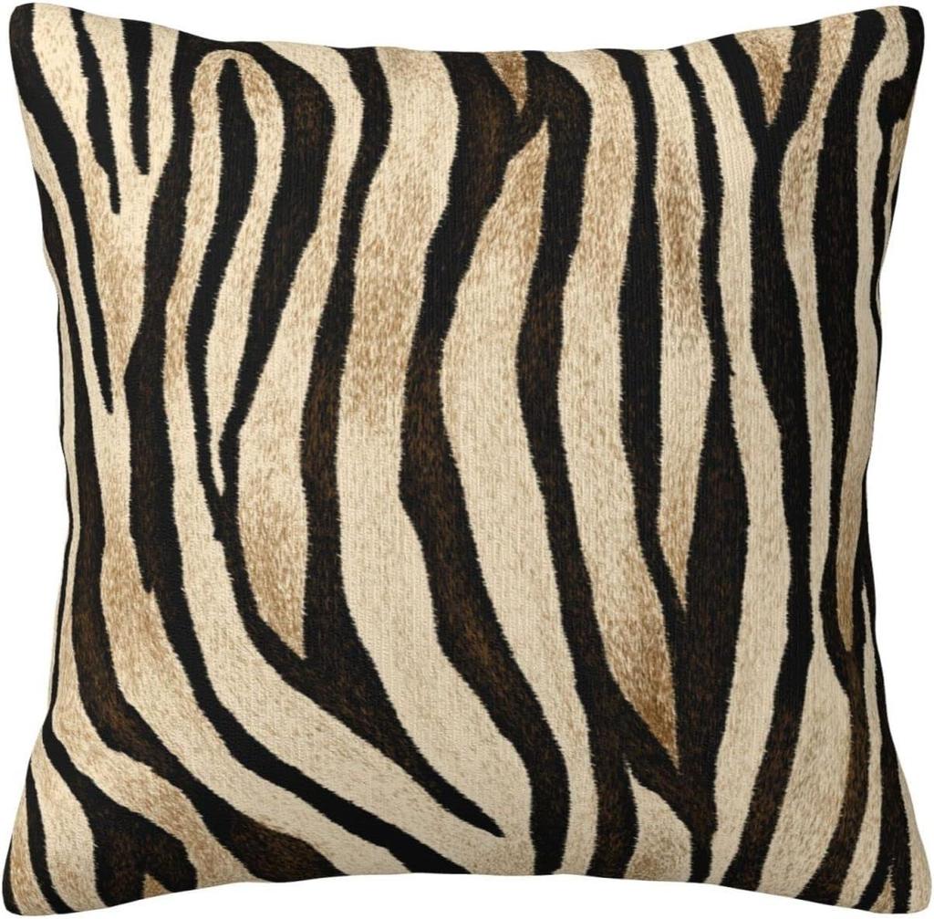 1pc Tiger Print Animal Skin Black and Gold Throw Pillow Covers Decorative Square
