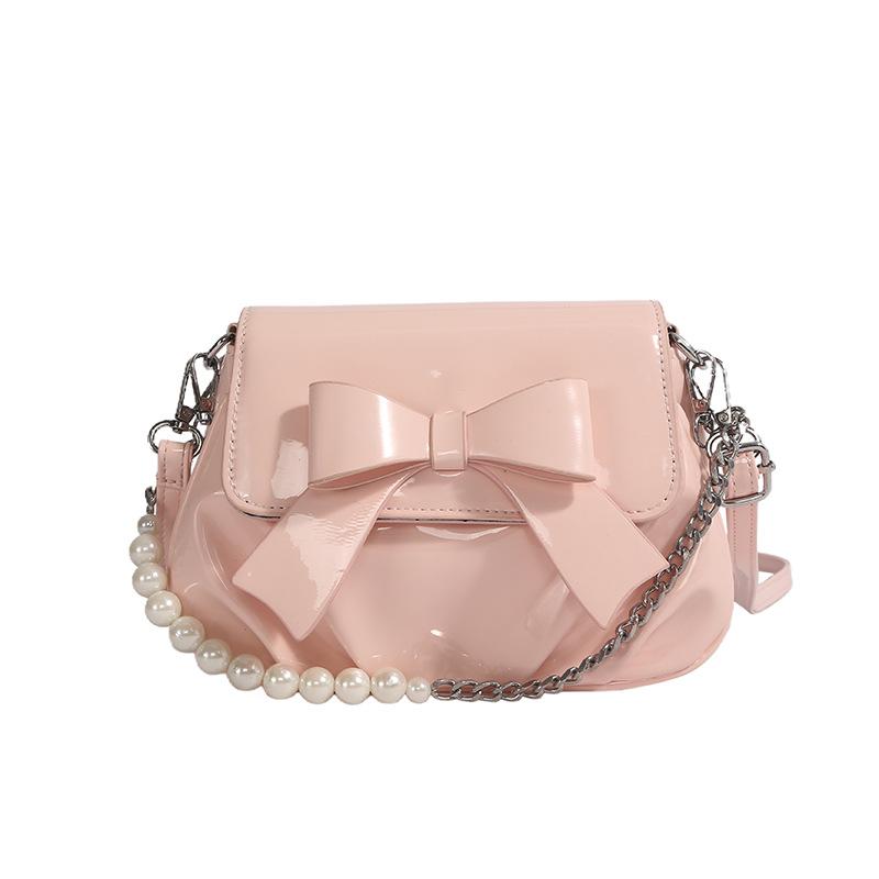 This year, French sweet style bow chain small bags are popular, fashionable and versatile, foreign style and advanced sense messenger women's bags.