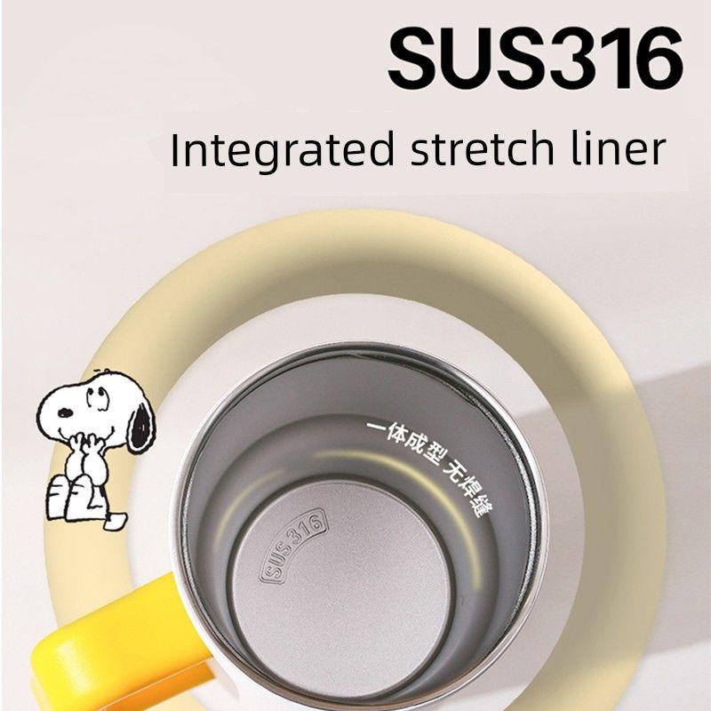Snoopy's Neue Große Thermoskanne, Schreibtisch-Trinkbecher mit Strohhalm, Hochwertiger Tragbarer Eisbecher für Damen, Tragbarer Becher