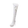 PU Soft Leather Over Knee High Heels Boots Platform Warm Woman 's Winter Long Boots Zapatos Mujer Black White Party Fetish Shoes