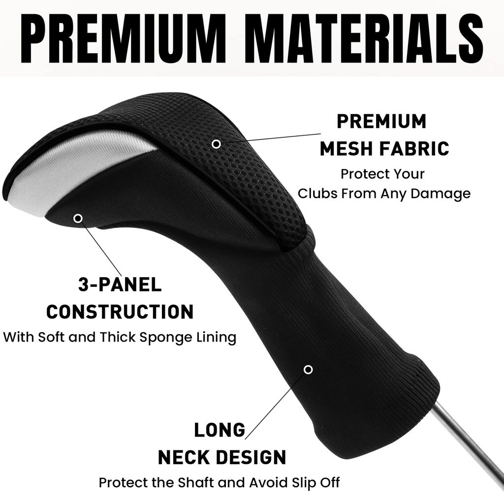 Golf Club Head Covers for Woods Hybrids Value 1/2 Pack,Protective Headcovers with Interchangeable No.Tags