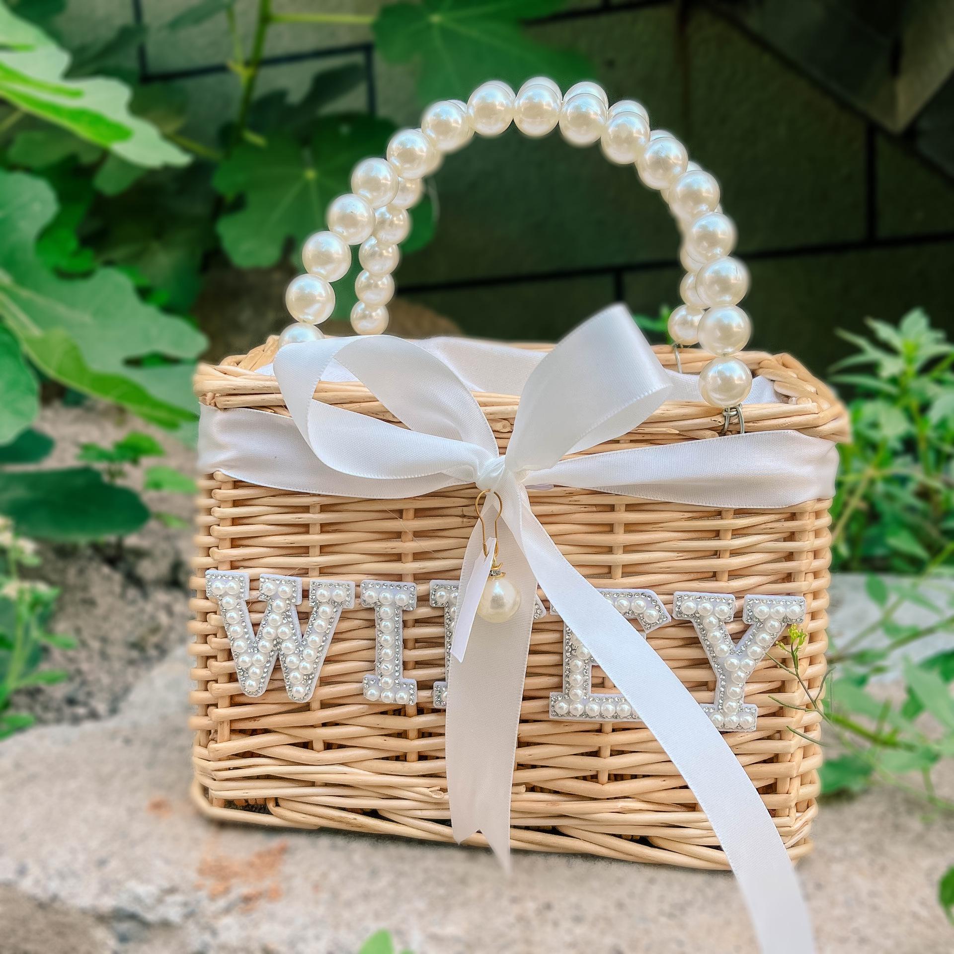 

Pearl Woven Bridal Handbag for Wedding, Bridal Shower & Bachelorette Party