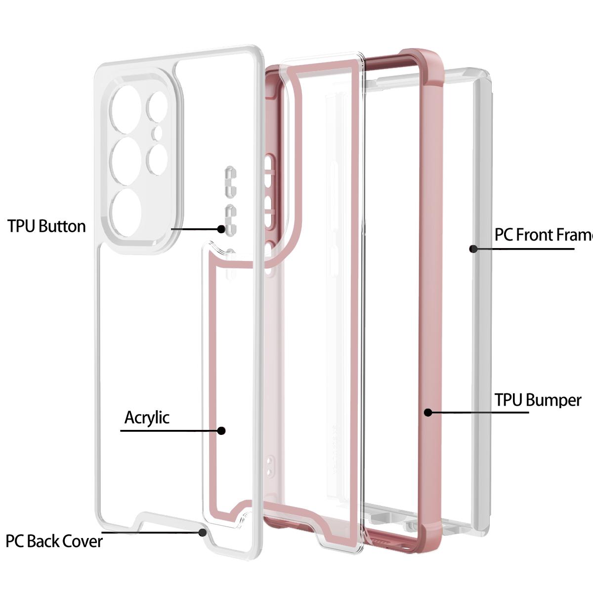 

For Samsung Galaxy S25 Ultra Case Detachable 4 in 1 TPU+Acrylic+PC Shockproof Phone Cover Light Purple+Grey