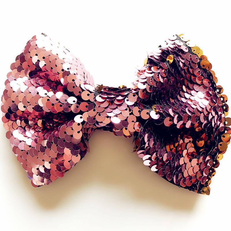 1 PC Big Bow Hair Clip For Girl Colorful Pink Green Sequin Bow Knot Hair Bow With Clip Alloy HairPin Barrettes Hair Accessories