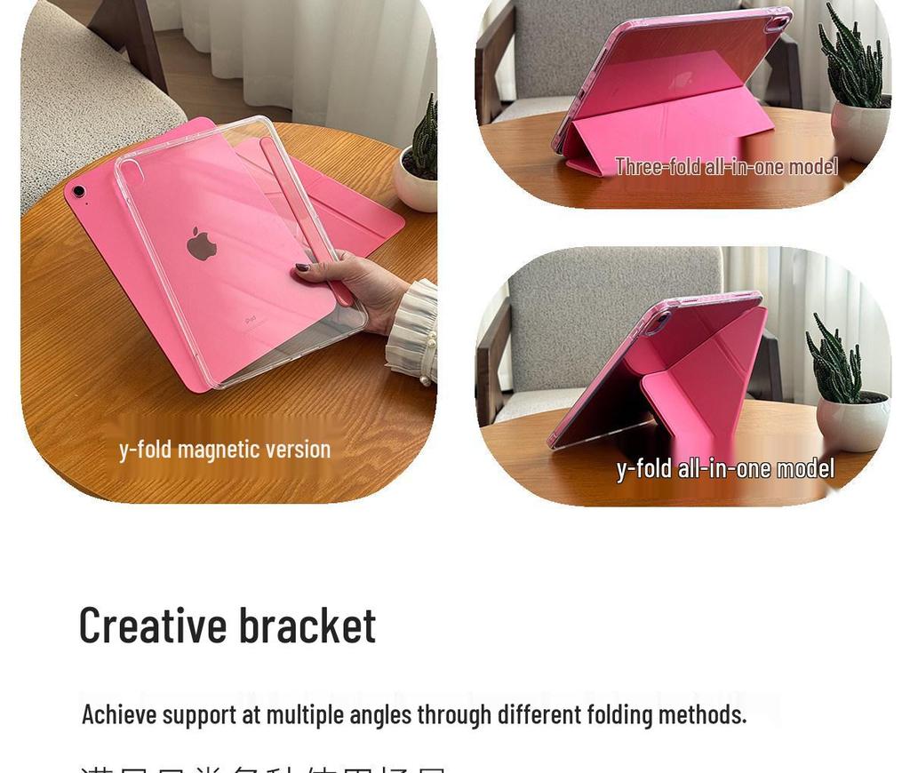 Apple iPad 11th Gen A16 Protective Case: 10.9-inch Anti-bend Magnetic Acrylic Shell, Three-fold Design, No Pen Slot