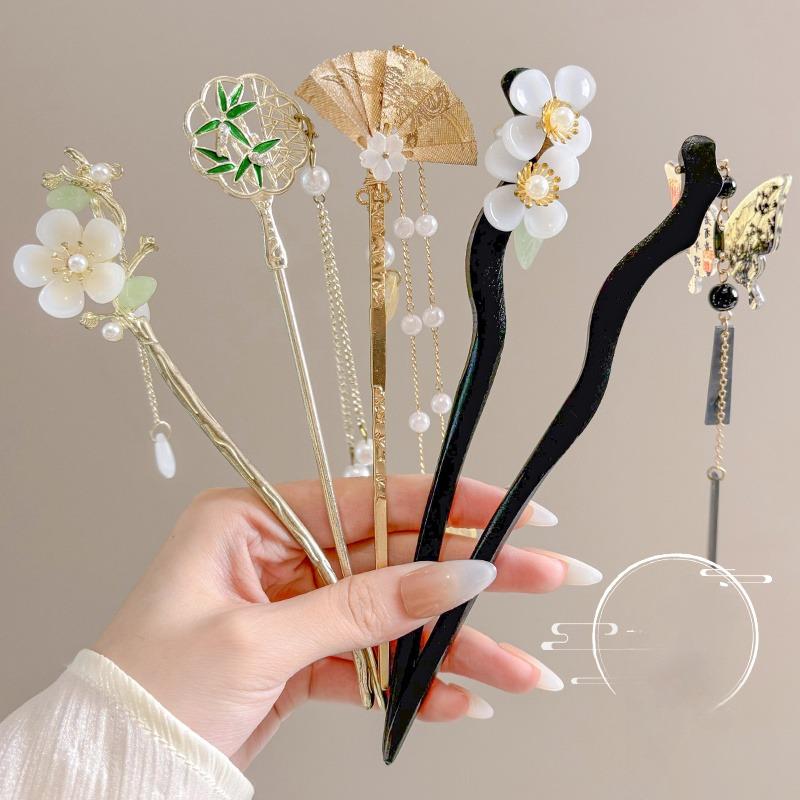 1 ks elegantní čínský styl květina motýl střapec vlásenka vintage vlasový nástroj denní nošení vánoční dárek pro ženy šperky vlasový doplněk