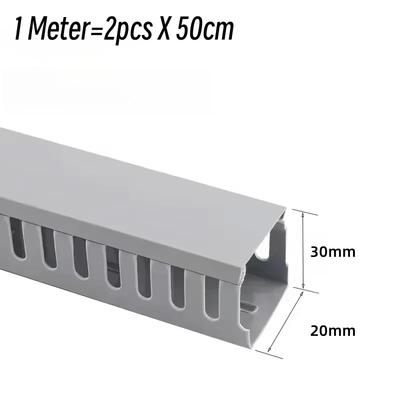 Gray Wiring Duct PVC Under Desk Cable Management 100cm Open Slot Wiring Raceway Cabling Ducting Management Power Cords Raceway
