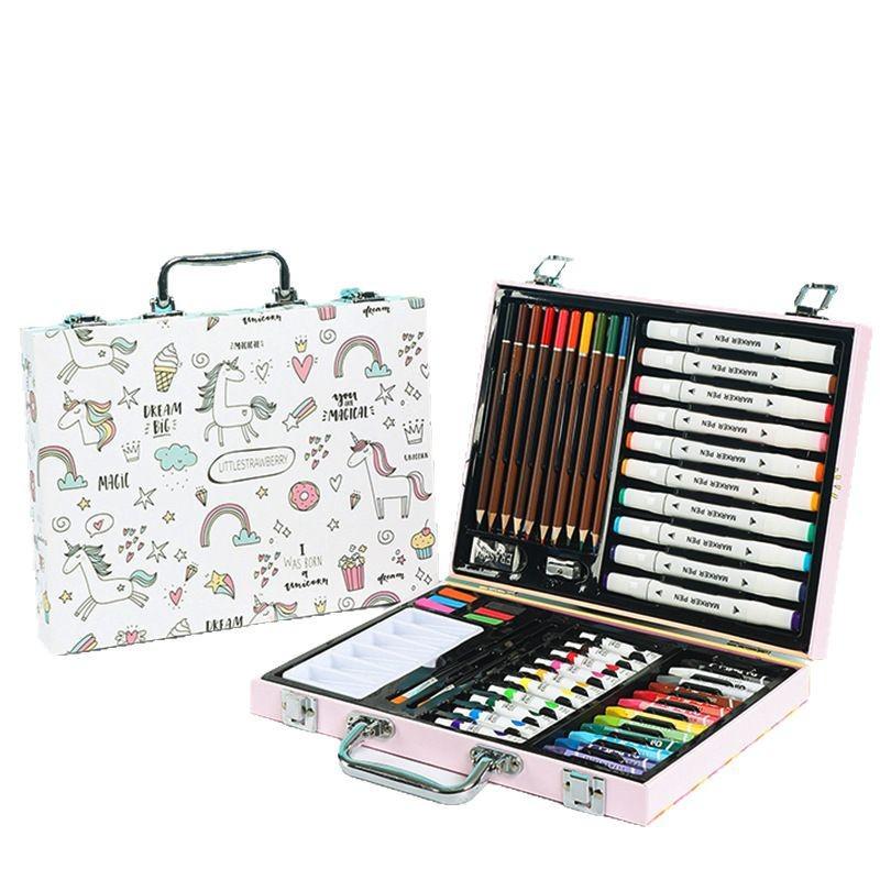 

Набір пензлів для малювання з 145 предметів у двошаровій алюмінієвій коробці для дитячої творчості та матеріалів для акварельного живопису Colorful