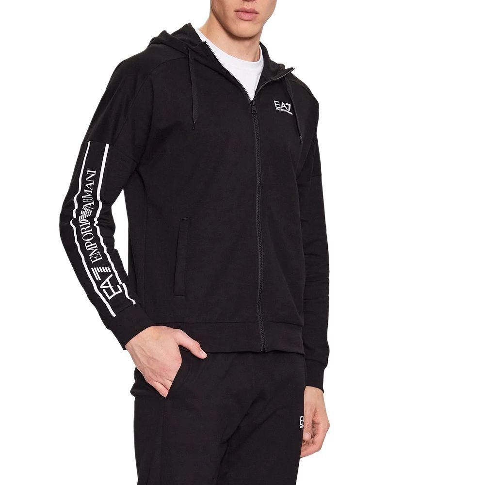 Emporio Armani SS23 EA7 Series Letter Logo Printed Drawstring Hooded Jacket Men Jackets Black 3RPM63-PJ05Z-0200