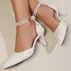 Fashion Bling Pointed Toe Pumps Shoes Women Summer 2025 Luxury Pearl Buckle Strap Women's Pumps Weeding Solid Plus Size Lady High Heels