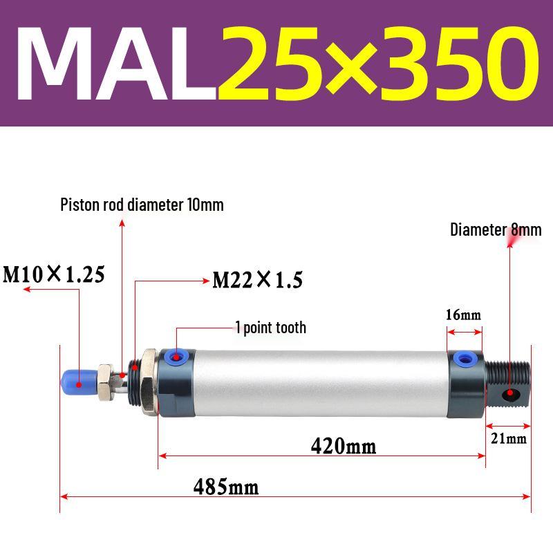 Mini Aluminum Alloy Pneumatic Cylinder - Round, Sizes 16/20/25/32/40 x 25/50/75/100/200