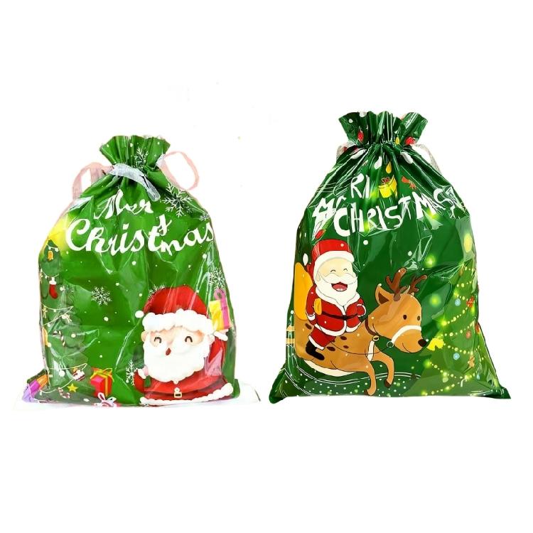 5PCS Plastic Holiday Gift Bags With Secure Drawstring and Festival Designs Party Essential Candy Containers