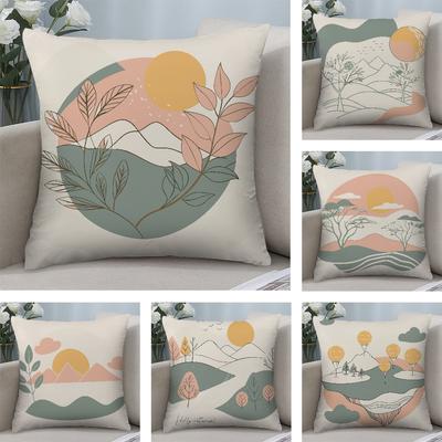 Abstract Boho Landscape Pillow Case Short Plush Pillow Covers Sofa Decorative Home Double-sided Printing Cushion Cover