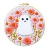 Halloween Stamped Cross Stitch Embroidery Kits with Hoop Cloth Color Thread for Beginners DIY Arts Ornament Cross Stitch Sets