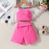 2-6T Summer Baby Suit New Girls Suit Foreign-style Candy-coloured Halter Top + Shorts 2pcs