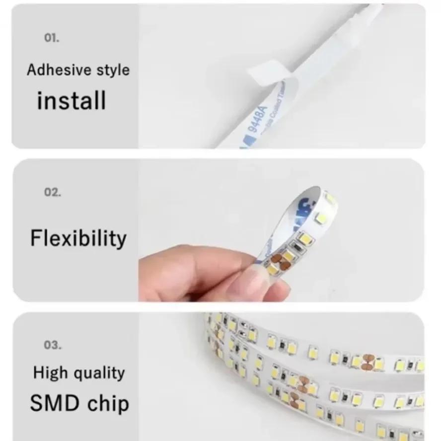 SMD2835 120LEDs/m LED Strip 5M 12V 24V 220V Home Lamp Strip Decor Colorful Flexible Lamp Bar for TV Background Home Decoration