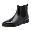 Men's Red Leather Pointed Toe Slip-On Chelsea Boots - High-Top Casual Martin Style, Plus Sizes Available