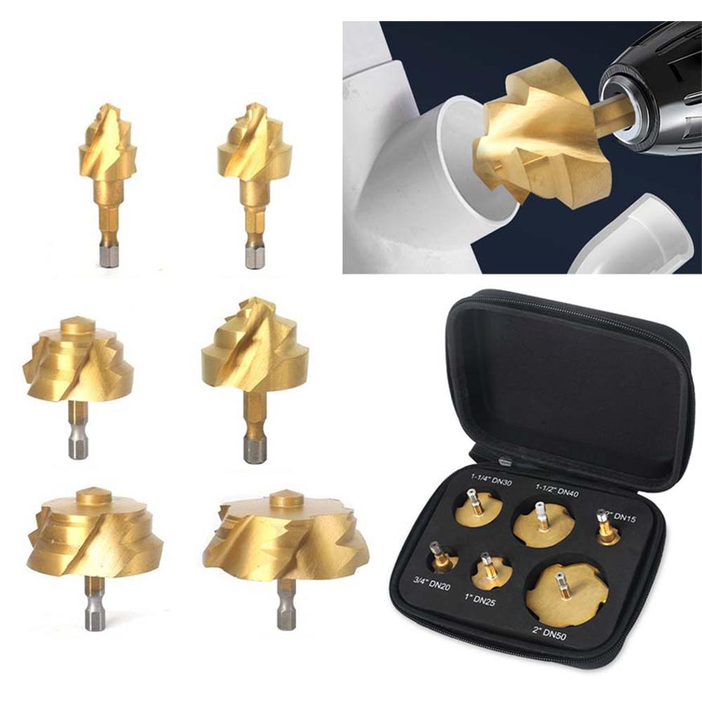 Hexagonal Shank Spiral Drill Bit Set of 6 for Water Pipe Repairing and Reaming 6 35mm Diameter Efficient Plumbing Tool