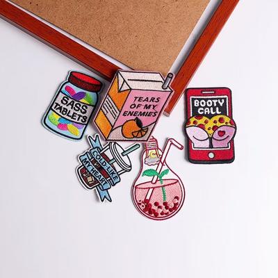 5 Pcs/pack  Fusible Embroidery Patch Iron On Patches For Clothing Thermoadhesive Patches For Jackets Jeans Backpack Ironable Sewing Patch