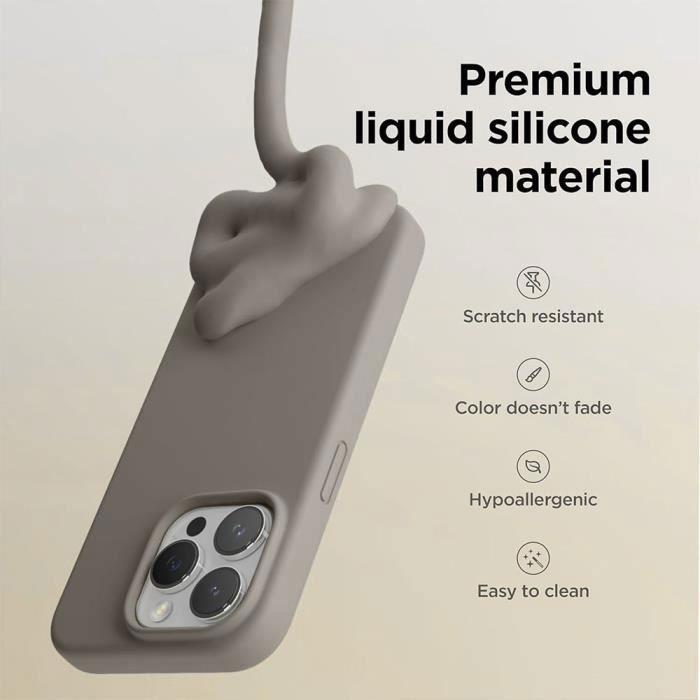 Coque de protection - booling - iphone 16 pro - silicone liquide - gris mat - souple