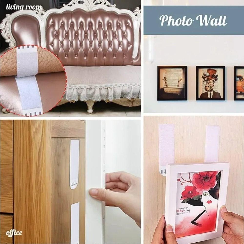 4 Pairs Removable Photo Frame Tape Strips Punch-free Poster Frame Hanging Stickers  Wall Decor