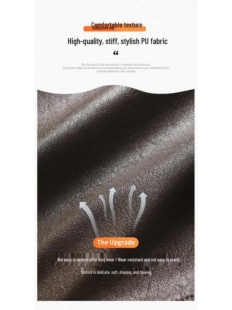 Ołówkowa Spódnica z PU Skóry z Kieszeniami, Wysoki Stan, Kolekcja Jesień/Zima 2025, Krój Prosty, Dopasowana.