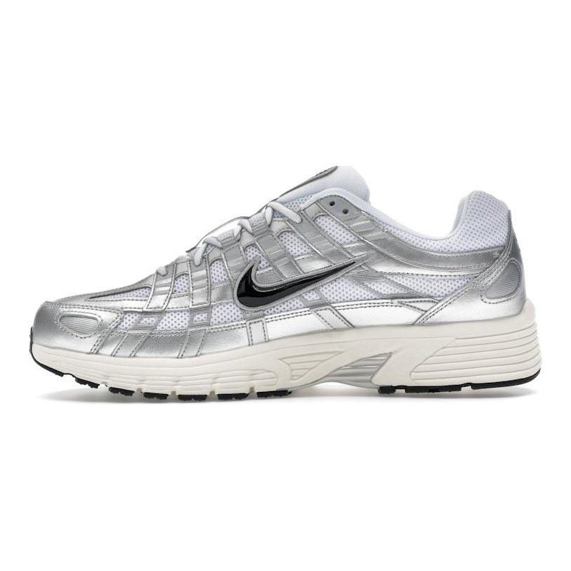 Nike P-6000 Metallic Flat Silver Unisex Sneakers White Metallic-Silver Black CD6404-105