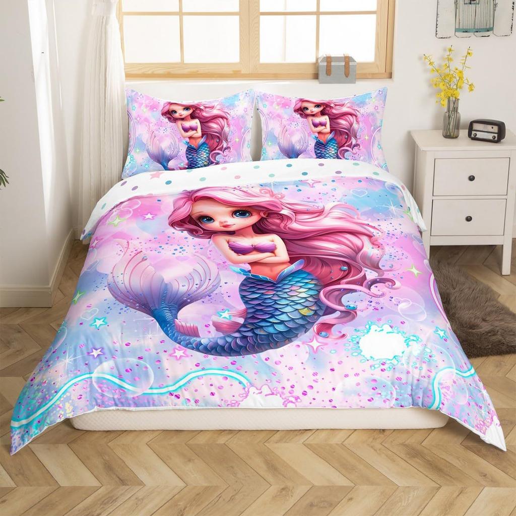 Colored Mushroom Three-Piece Quilt Cover 3D Digital Printing Bedding Set Mandala Bed Cover