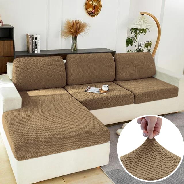 Elastic Sofa Cover Solid Sofa Seat Cover Grey Washable Seat Cushion Cover Furniture Protector Sectional