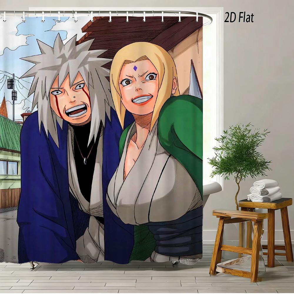 2D Flat Naruto Anime Itachi Uchiha Susanoo Skeleton Print Waterproof Shower Curtain For Bathroom Decor