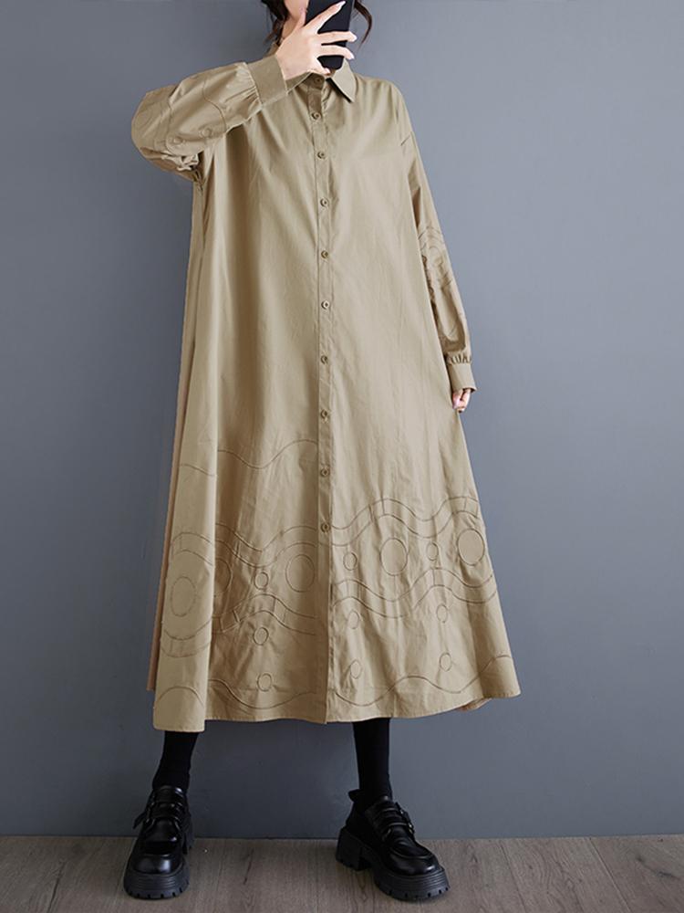 Xitao Rochii tip patchwork cu guler răsturnat GYX1008