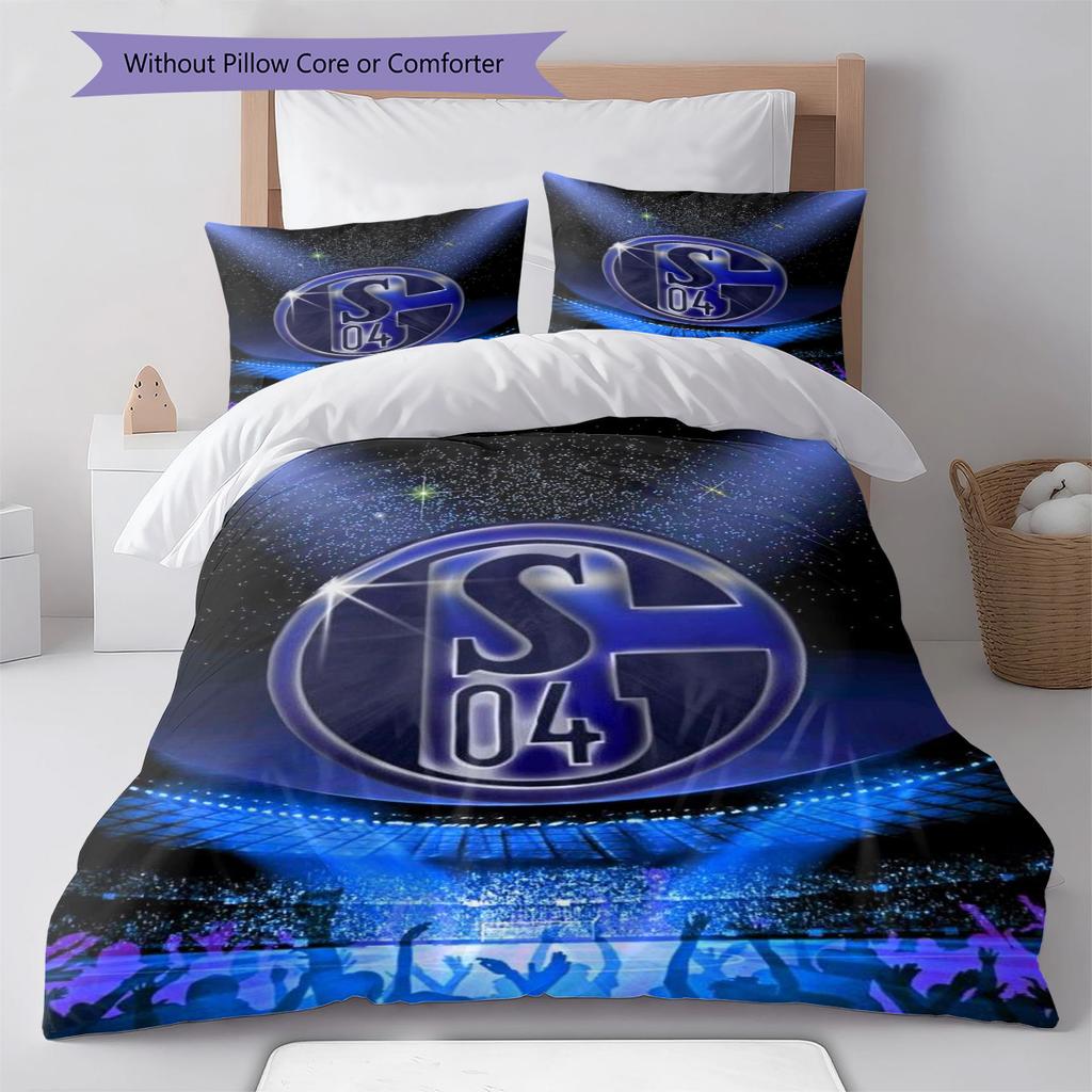 FC Schalke 04 Pattern Bedding Set Quilt Cover Pillowcase Home Decor Gift (1 * Duvet Cover + 2 * Pillowcase, Without Core)