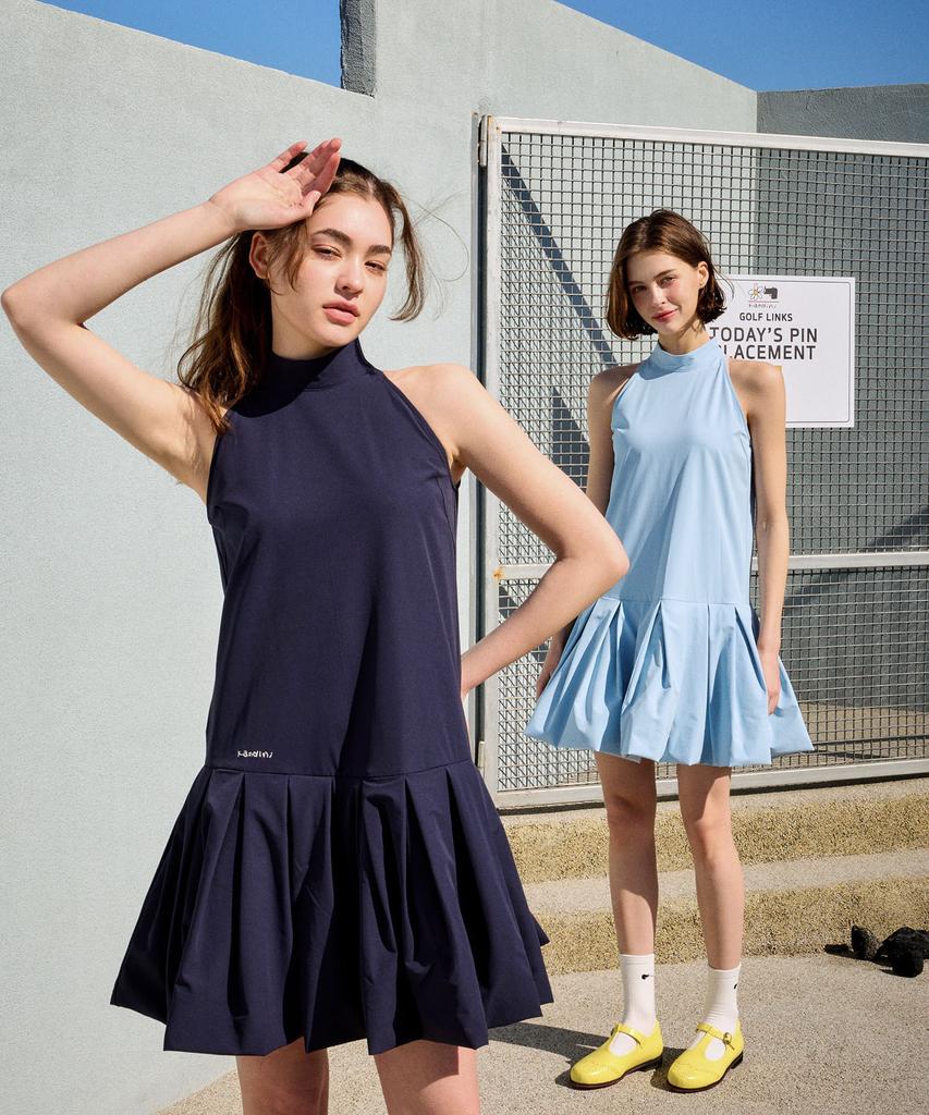 Candini Navy Flare Halter Dress
