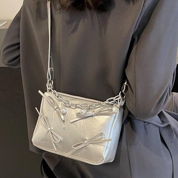 2024 New Butterfly Bow Bag Women Fashion High-end Shoulder Bag Urban Simple Style Pu Crossbody Bag
