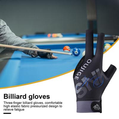 Guanti da biliardo da piscina con design a 3 dita, per mano sinistra, guanto sportivo da biliardo elastico traspirante per uomo e donna