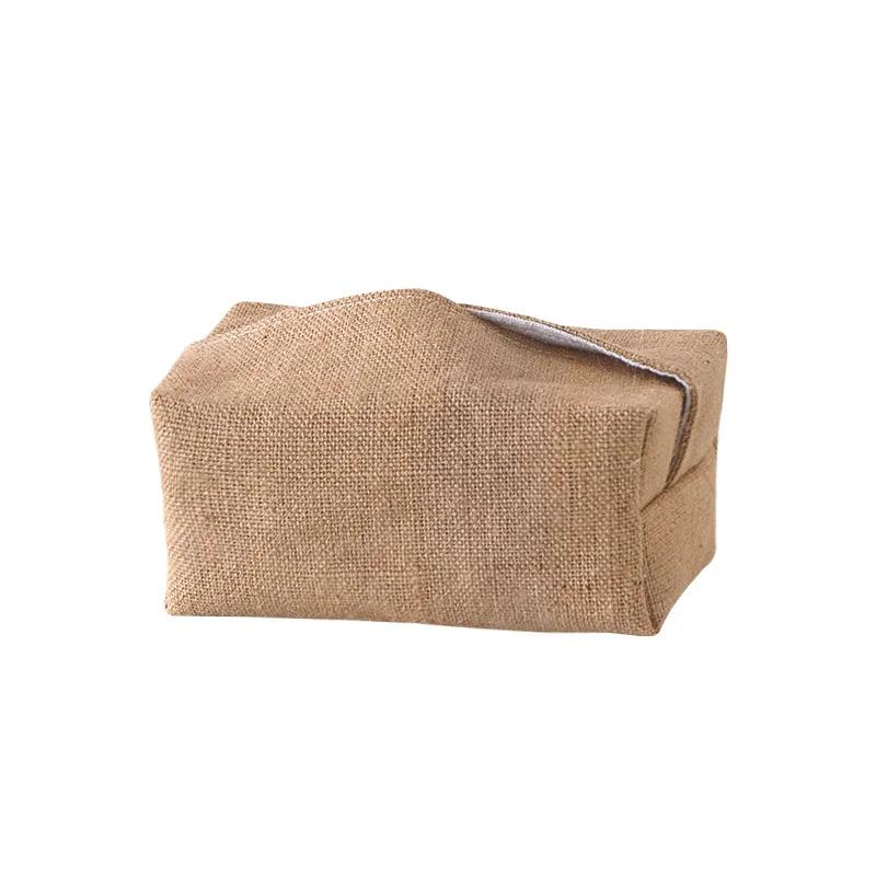 Linen Fabric Tissue Case Cover Box Holder Rectangle Container Home Car Towel Napkin Papers Bag Pouch Chic Table Home Decoration