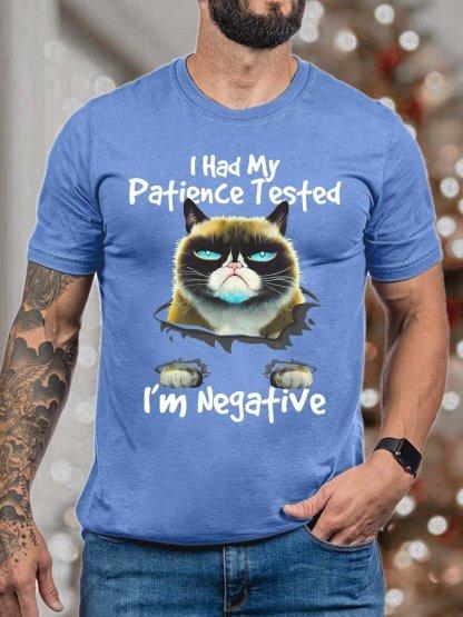 Unisex I Had My Patience Tested Im Negative Crew Neck Casual Fit TShirt