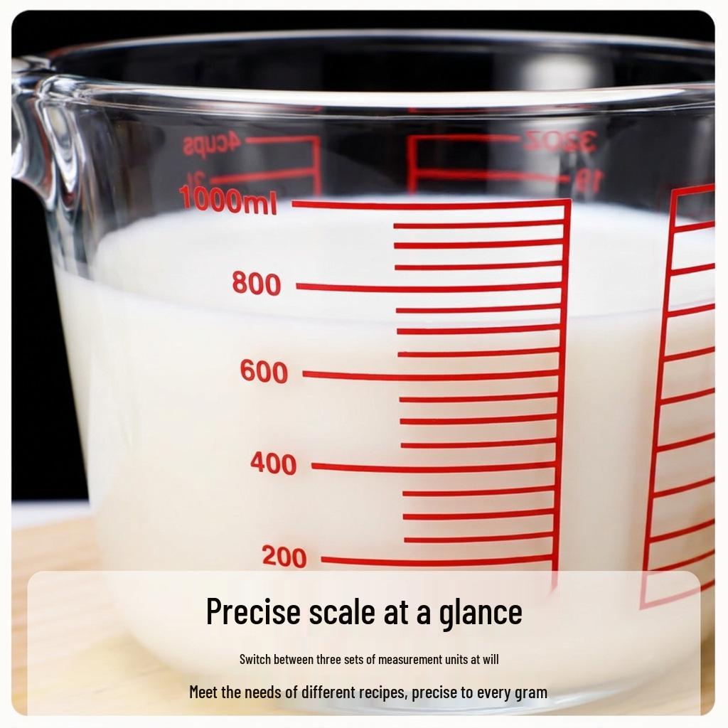 Steamed Glass Measuring Cup & Spoon with Scale for Baking & Egg Beating