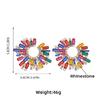 Unique Crystal Sunflower Earrings for Women Large Circle Flower Shape Accessory