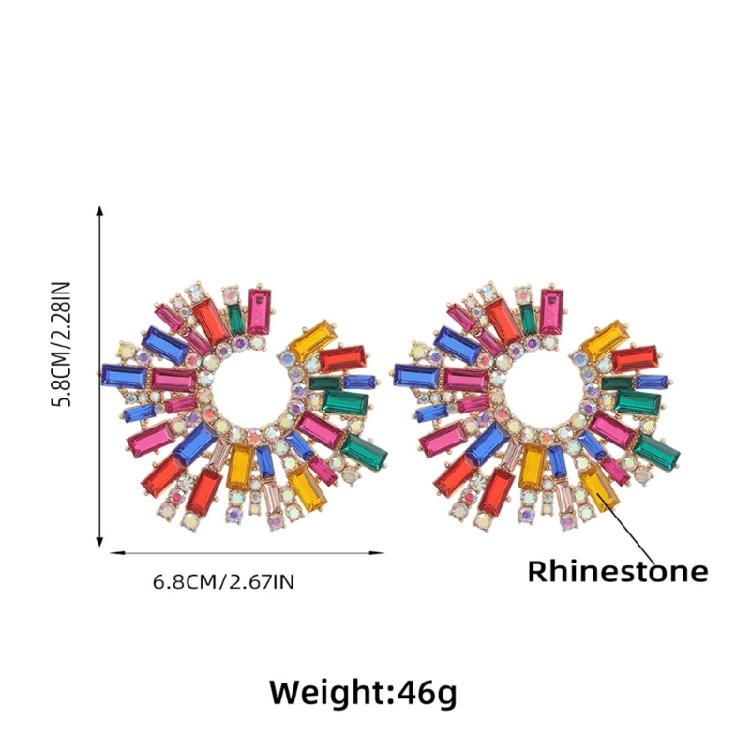 Unique Crystal Sunflower Earrings for Women Large Circle Flower Shape Accessory