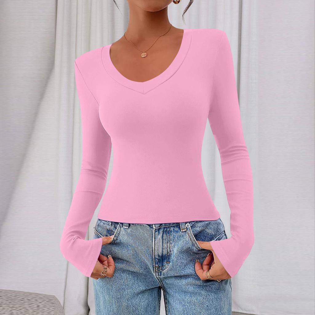 Women's Casual Fashion Deep V Neck Slim Fit Cropped Outing Top