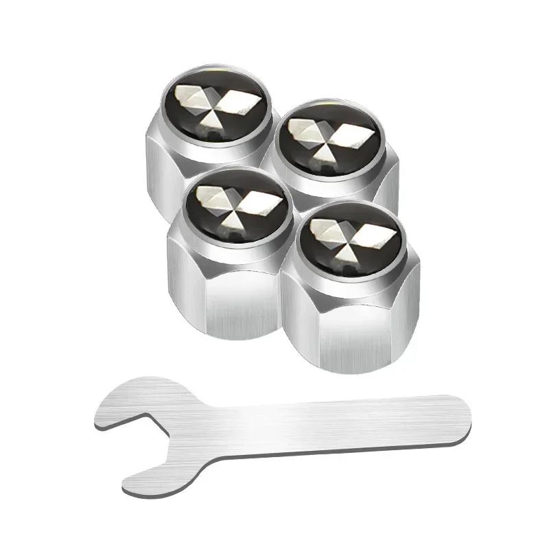 Alloy Car Wheel Tyre Tire Valve Stem Caps with Wrench For Mitsubishi Ralliart ASX Lancer Pajero Outlander Galant Mirage Colt