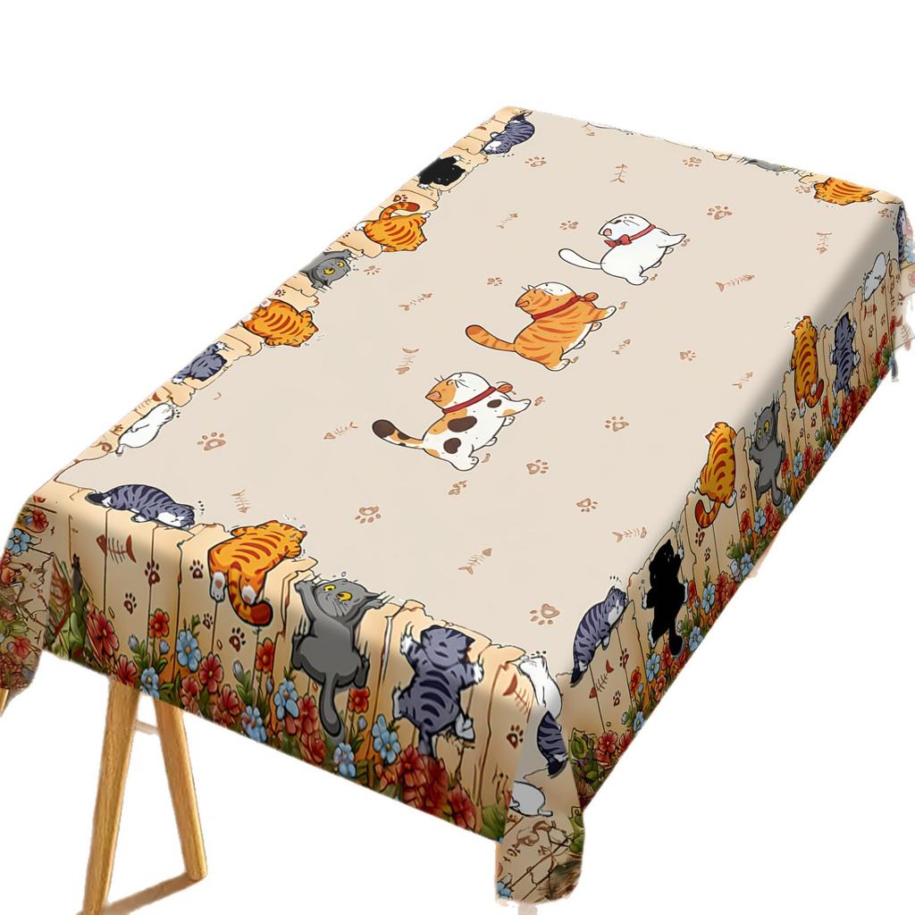 Temu Cartoon Cat Pattern Rectangular Tablecloth Light Luxury High Sense Free Labeling Jit
