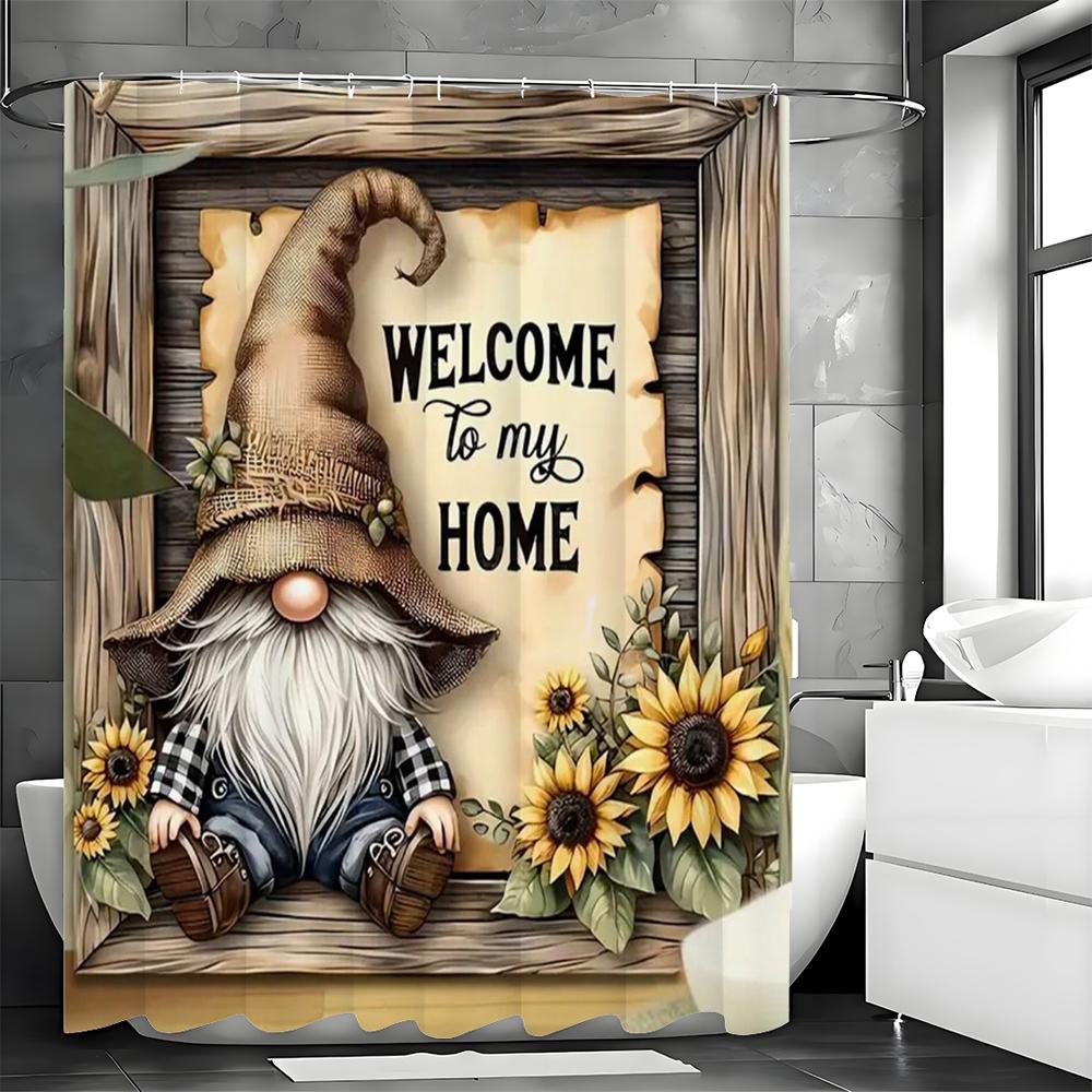 

Милая карликовая подсолнуховая душевая штора с текстурой дерева, Декоративная душевая штора для ванной, Водонепроницаемая душевая штора с крючками 150*180cm