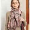 Dámský šátek zimní střapec kostkovaný šátek dlouhý tlustý teplý