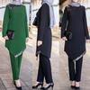 Muslim Arab Split Two Piece Set Tops & Pants Simple Ramadan Moroccan Islamic Middle East Clothing Dress Set for Women